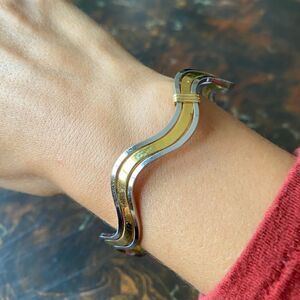 Vintage AVON Silver and Gold Wave Bangle Bracelet